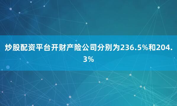 炒股配资平台开财产险公司分别为236.5%和204.3%