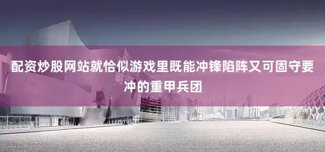 配资炒股网站就恰似游戏里既能冲锋陷阵又可固守要冲的重甲兵团